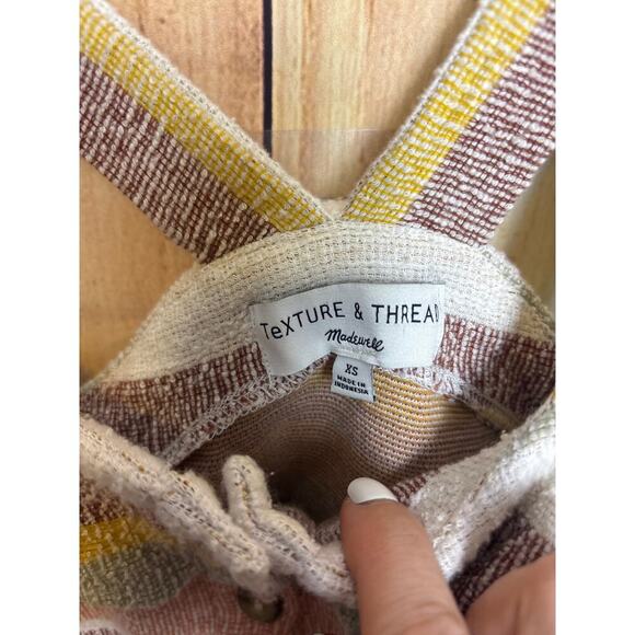 Madewell Texture & Thread Boucle  Cropped Striped Tank Button Women's Size XS - Picture 4 of 7